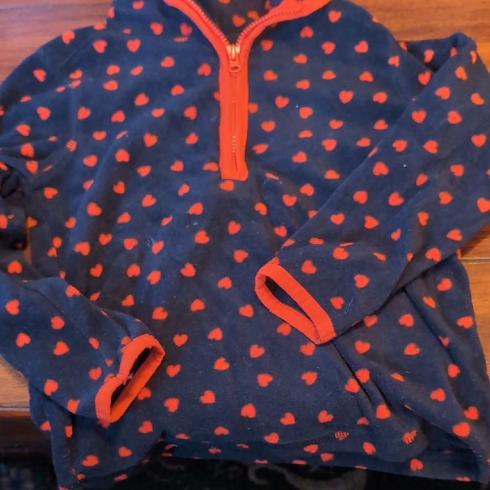 OshKosh B'gosh Girl  Navy and Red Heart Pullover 1/4 Zip
